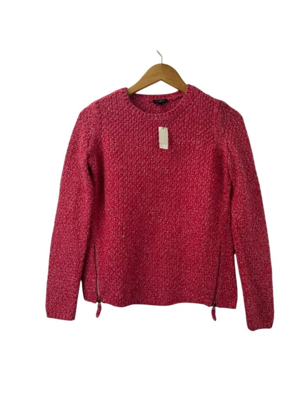 Talbots Womens Petites Sweater Hot Pink Side Zip Chunky Knit Pullover NWT - Picture 10 of 16